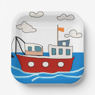 Assiettes En Carton ​ de mer ​ bateau de pêche