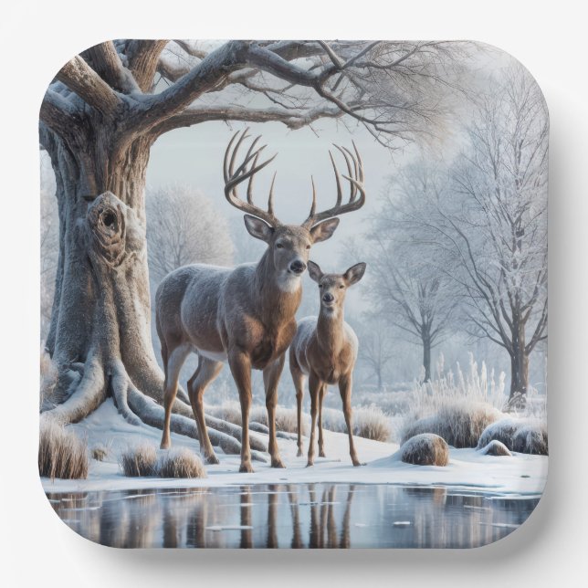 Assiettes En Carton Debout De Cerf Par Icy Pond (Recto)