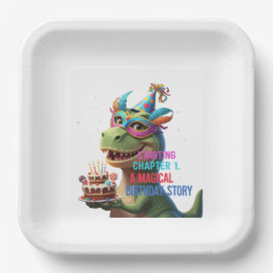 Assiettes En Carton Début du chapitre 1 - Anniversaire magique du dino
