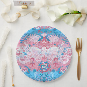 Assiettes En Carton Déchets de dragon transgenre - Couleur du drapeau 