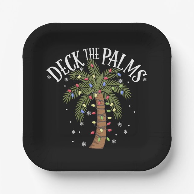Assiettes En Carton Deck Les Palms Tropical Hawaii Christmas Palm Tree (Recto)