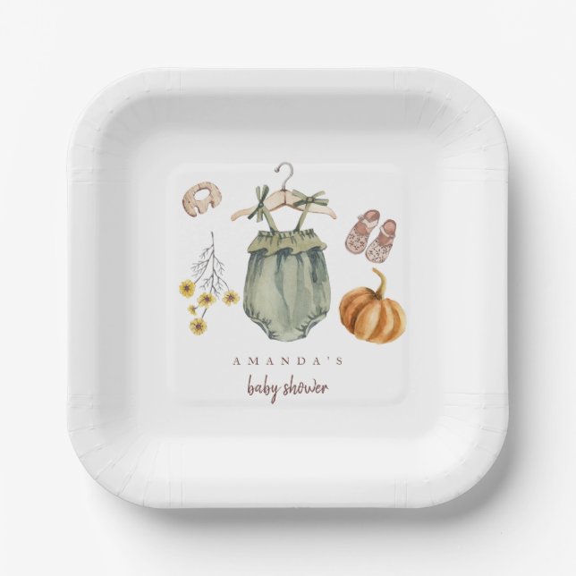 Assiettes En Carton Décor Baby shower citrouille (Recto)