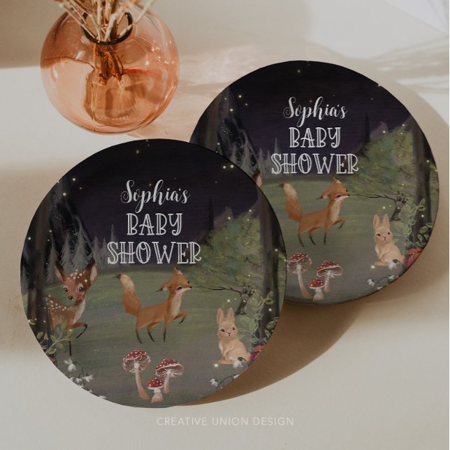 Assiettes En Carton Décor Baby shower en bois enchanté (Créateur téléchargé)