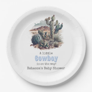 Assiettes En Carton Décor Baby shower petit cowboy Western Blue Boy