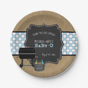 Assiettes En Carton Décor de baby shower Rustique Baby Q garçon