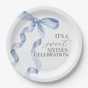 Assiettes En Carton Décor de douche Sweet sixteen Bleu Bow