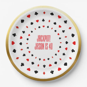 Assiettes En Carton Décor de fête Casino Personnalisé, Poker Jouer Car