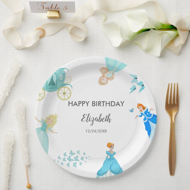 Assiettes En Carton Décor de fête d'anniversaire de la princesse Cendr (Mariage)