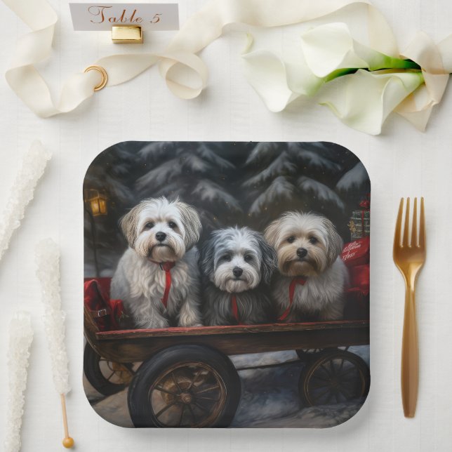 Assiettes En Carton Décor de Noël Havanais Snowy Sleigh (Mariage)