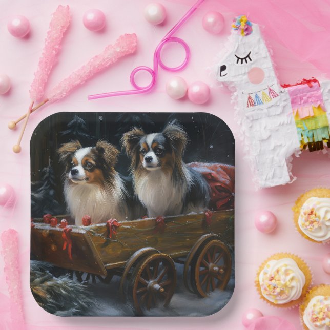 Assiettes En Carton Décor de Noël Papillon Snowy Sleigh (Fête)