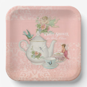 Assiettes En Carton Décor féerique de baby shower de thé personnali