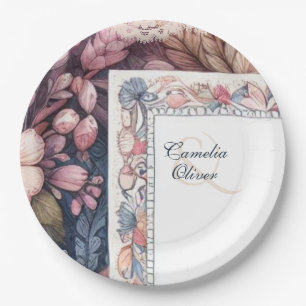 Assiettes En Carton Décor fleuri Vintage Maximaliste Mariage