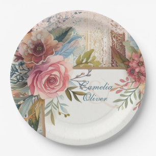 Assiettes En Carton Décor fleuri Vintage Maximaliste Mariage