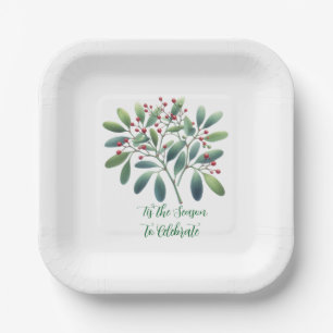 Assiettes En Carton Décor simpliste de verdure de gui