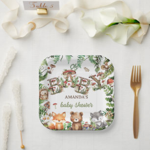 Assiettes En Carton Décoration de Baby Shower Bohème Rustique Animaux 