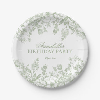 Assiettes En Carton Décoration de dessert d'anniversaire florale vinta
