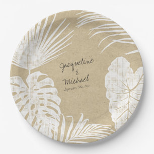 Assiettes En Carton Décoration Fête de l'mariée Feuilles tropicaux mod
