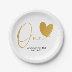 Assiettes En Carton Décoration Gold First Birthday Party Un Anniversai