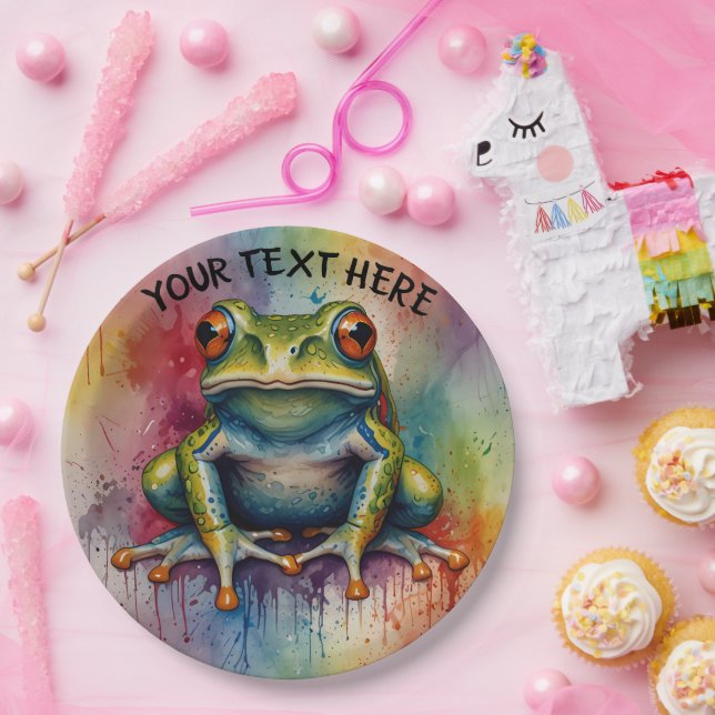 Assiettes En Carton Découvrez la magnifique grenouille captivante (Fête)