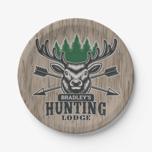 Assiettes En Carton Deer Elk Hunter AJOUTER NOM Bow Hunter Lodge Cabin