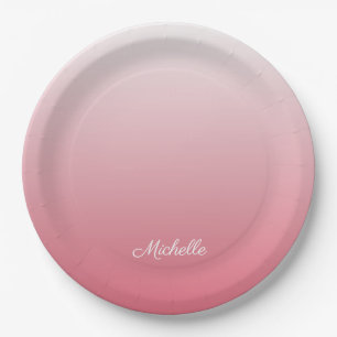 Assiettes En Carton dégradé personnalisé ombre rose saumon