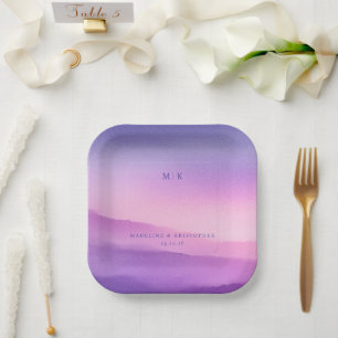 Assiettes En Carton Dégradé Violet Serein Minimaliste