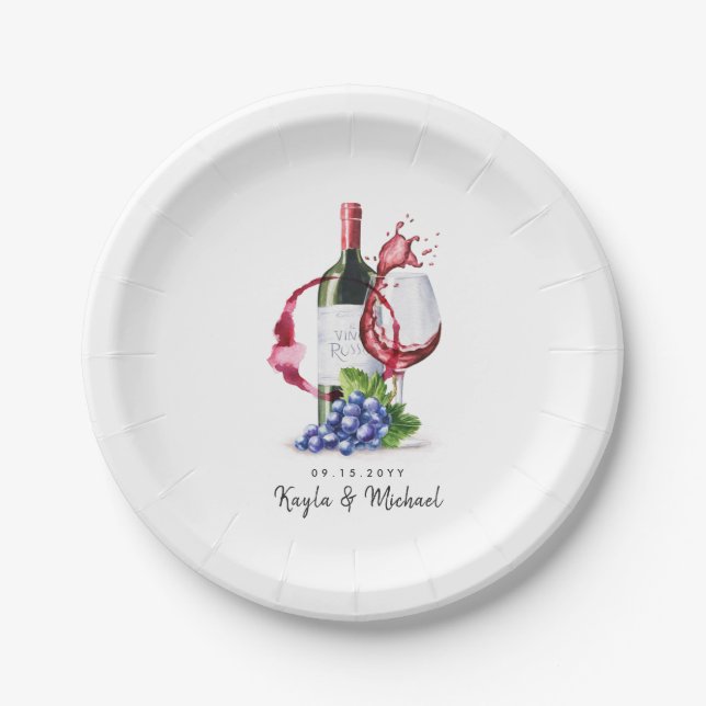 Assiettes En Carton Dégustation de vin | Célébration d'une occasion sp (Devant)