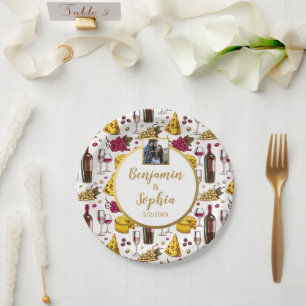 Assiettes En Carton Dégustation de vin et de fromage, texte photo per