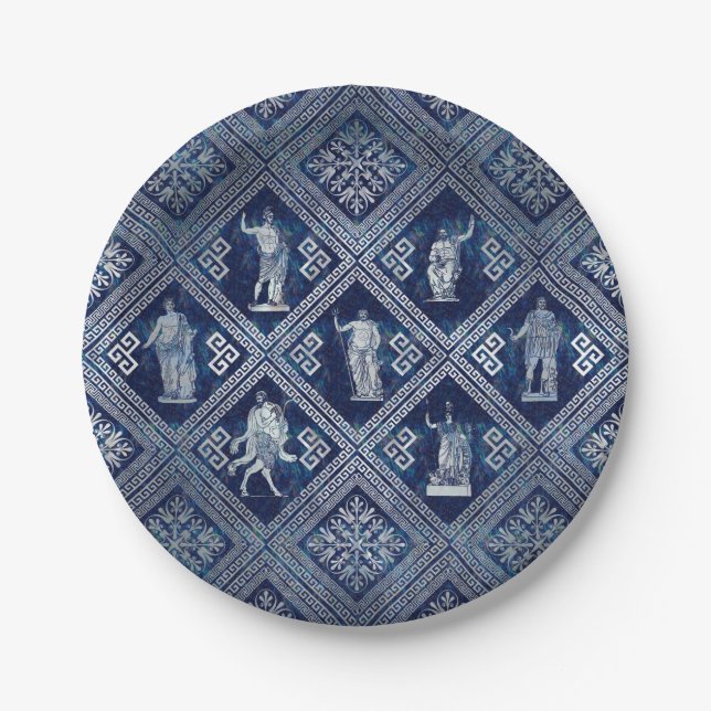 Assiettes En Carton Déités grecques et méandre ornement clé (Devant)