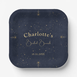 Assiettes En Carton Déjeuner de mariage céleste sombre avec soleil et 