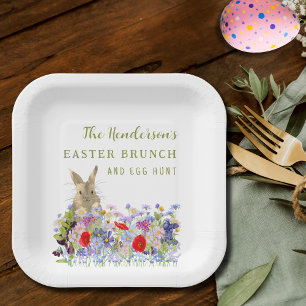 Assiettes En Carton Déjeuner de Pâques et chasse aux œufs Lapin mignon