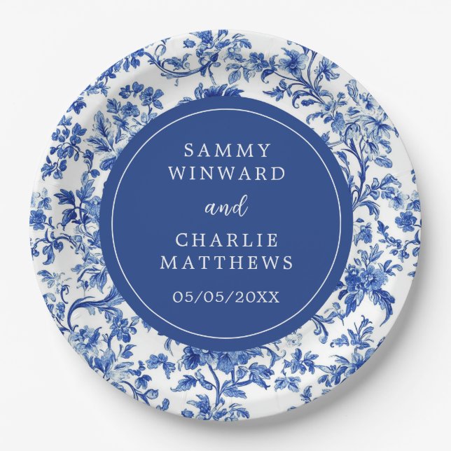 Assiettes En Carton Delft Blue Antique Chinoiserie Mariage (Devant)