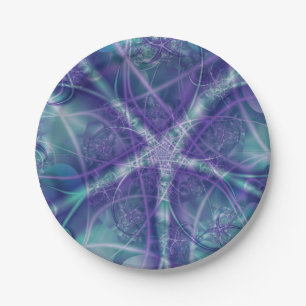 Assiettes En Carton Démarrage   Violet et vert Fractage Art