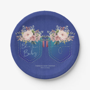 Assiettes En Carton Denim Blue Jean Baby shower personnalisé