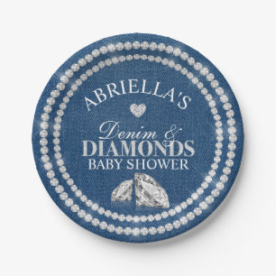 Assiettes En Carton Denim et diamants
