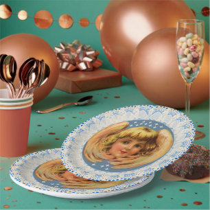 Assiettes En Carton Dentelle Angel hiver vintage