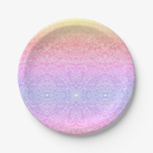 Assiettes En Carton Dentelle de séquence motif ombre rose or violet