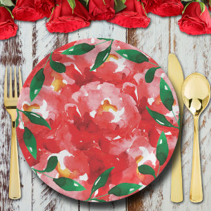 Assiettes En Carton Derby Roses Rouges Fête de Mariage