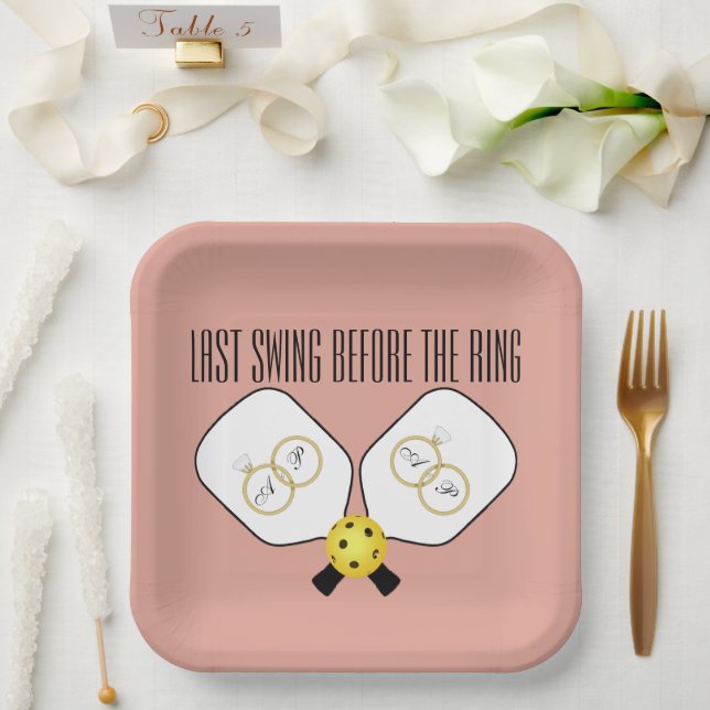 Assiettes En Carton Dernier balancement avant le mariage Pickleball (Mariage)