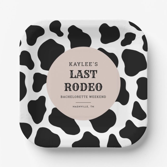 Assiettes En Carton Dernier Rodeo Cowgirl Bachelorette Week-end Party  (Recto)