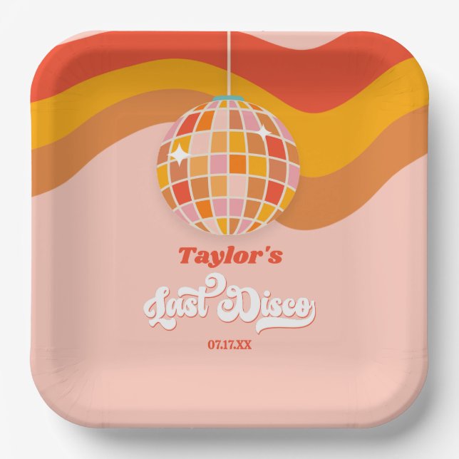Assiettes En Carton Dernière Disco Retro les années 70 Bachelorette We (Recto)
