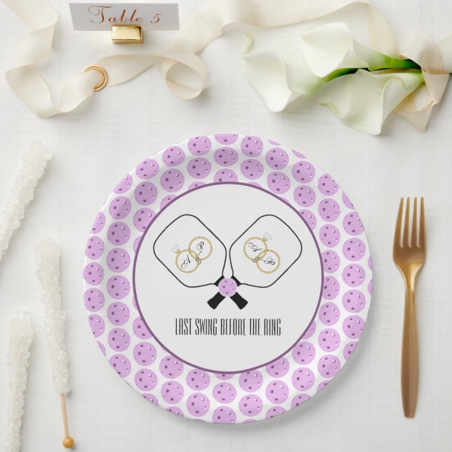 Assiettes En Carton Dernière swing avant la bague Mariage Pickleball (Mariage)