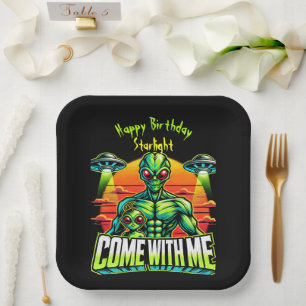 Assiettes En Carton Des Aliens amicaux explorent les aventures cosmiqu