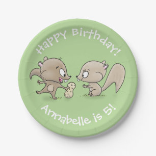 Assiettes En Carton Des écureuils marrons mignons partagent un dessin 