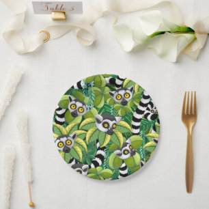 Assiettes En Carton Des lémuriens de Madagascar dans la jungle exotiqu