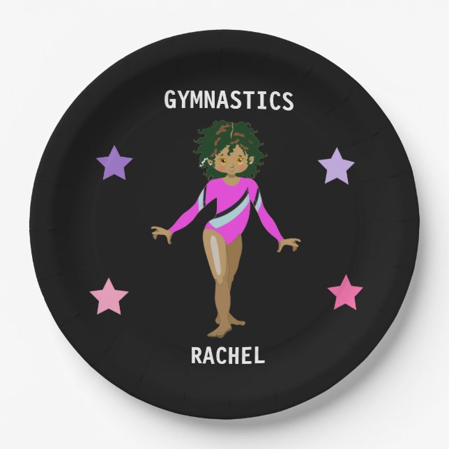 ASSIETTES EN CARTON DES PLAQUES DE FÊTE GYMNASTIQUES POUR FILLES PERSO (Devant)