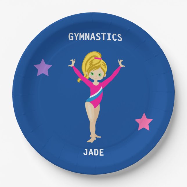 ASSIETTES EN CARTON DES PLAQUES DE FÊTE GYMNASTIQUES POUR FILLES PERSO (Devant)