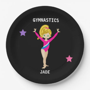 ASSIETTES EN CARTON DES PLAQUES DE FÊTE GYMNASTIQUES POUR FILLES PERSO