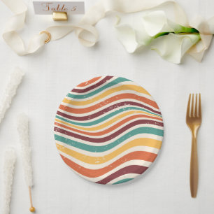 Assiettes En Carton Des rayures ondulées, grunge. Super rétro