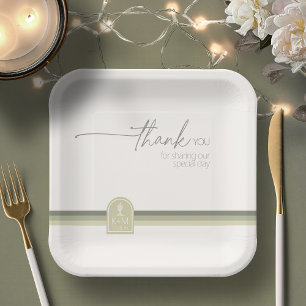 Assiettes En Carton Desert Vibes Mariage Merci Sage Green ID1019